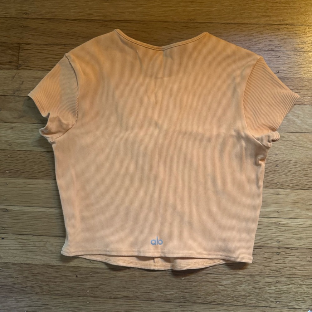 ALO Yoga Yellow Crop Top Ribbed Top Size Large - Picture 4 of 7